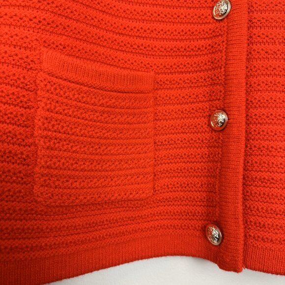 Nanette Lepore Women's Cable Knit Pocket Cardigan Buttons Front Pockets Orange - Picture 4 of 6